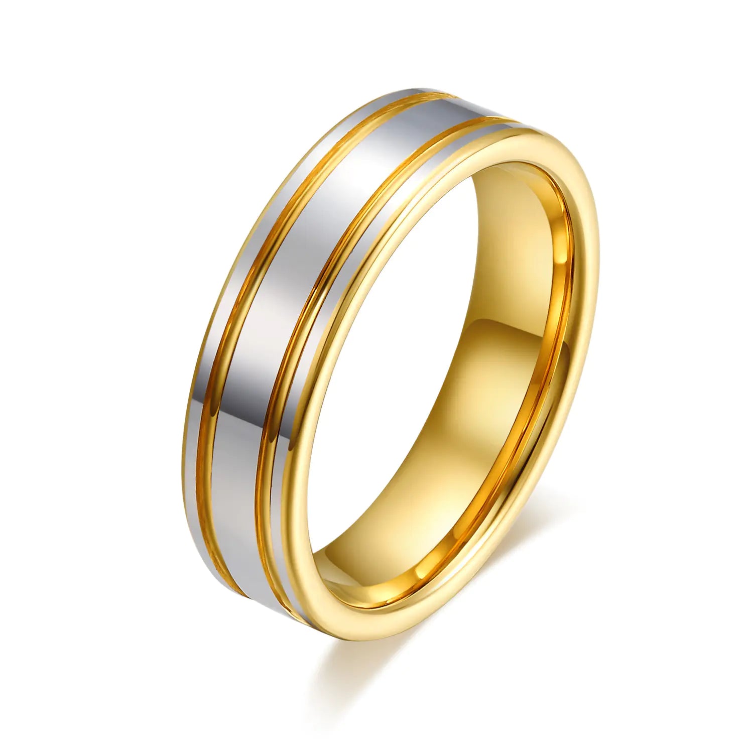 18K Tungsten Gold Ring Pair for Men and Women