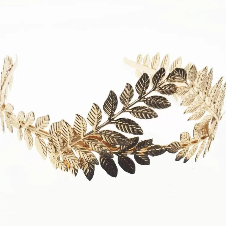 Baroque Golden Leaf Crown Hair Accessory for Women