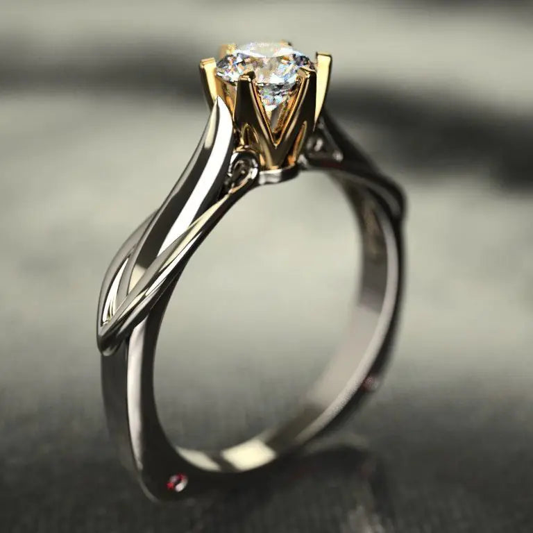 1 Carat Classic Six-Prong Two-Tone Moissanite Ring