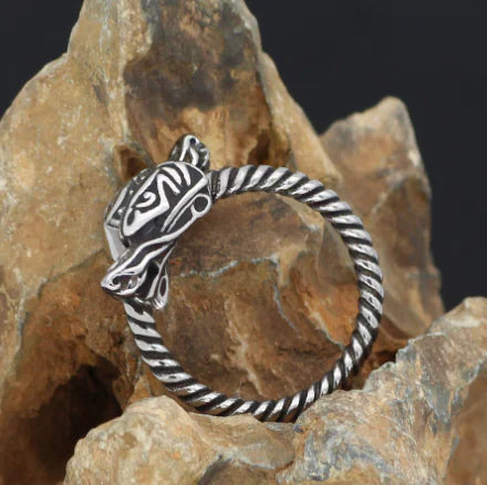 Vintage Viking Dragon Ring in Titanium Steel for Men