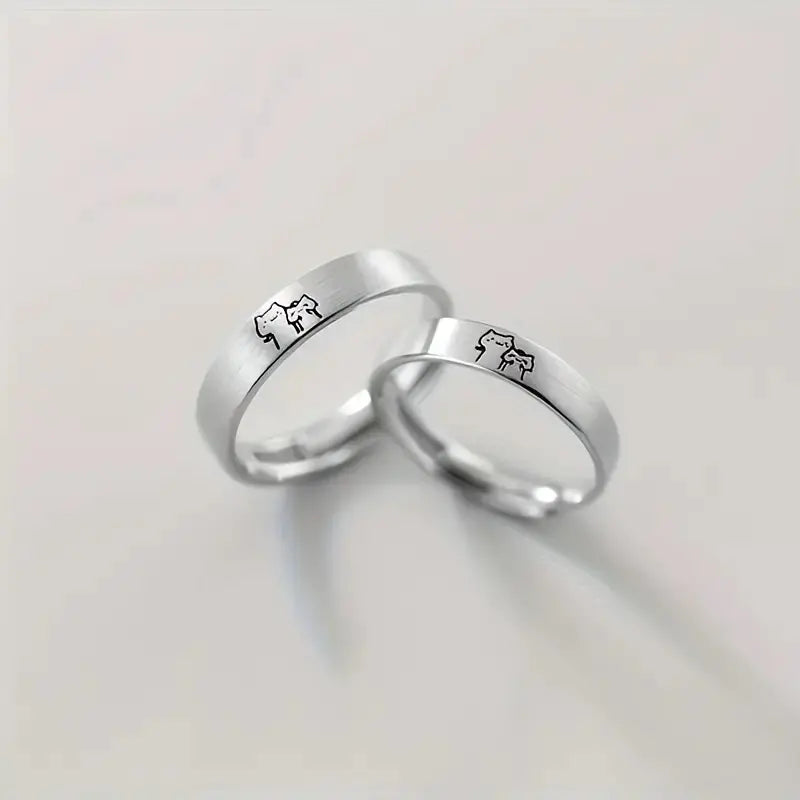 Cute Kitten Adjustable Couple Rings for Teens