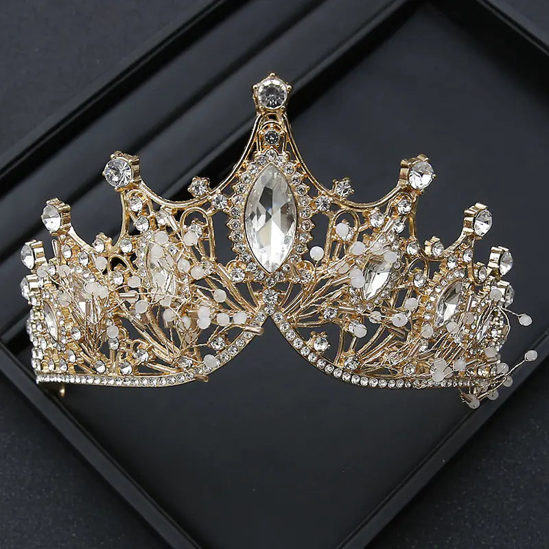 Crown Headpiece with Rhinestones for Weddings and Birthdays
