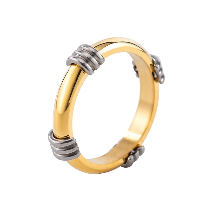 Hip-Hop Fashion Titanium Steel Gold-Plated Ring