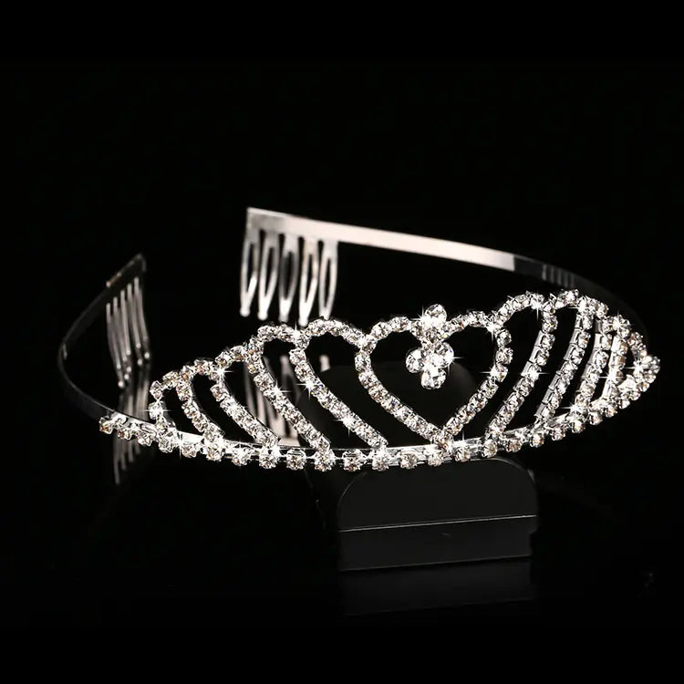 Rhinestone Crown, Heart-Shaped Bride Crown for Weddings