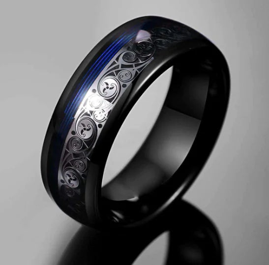 Tungsten Steel Black Decorative Ring for Men