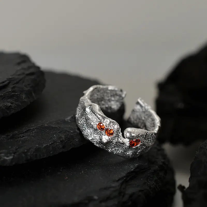 Silver Water Texture Ring for Women