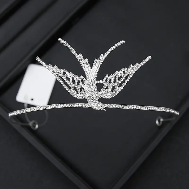 Crown Headpiece with Rhinestones for Weddings and Birthdays
