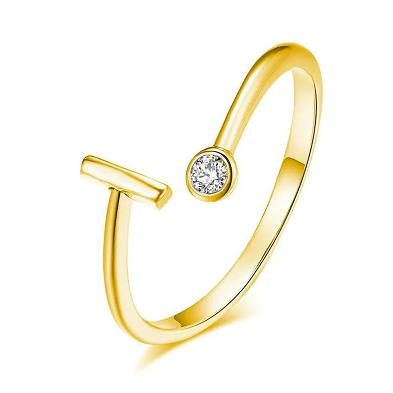 S925 Silver Letter Gold-Plated Ring for Women