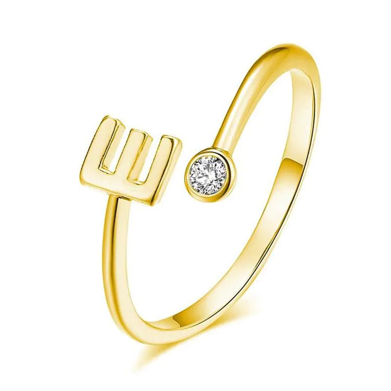 S925 Silver Letter Gold-Plated Ring for Women
