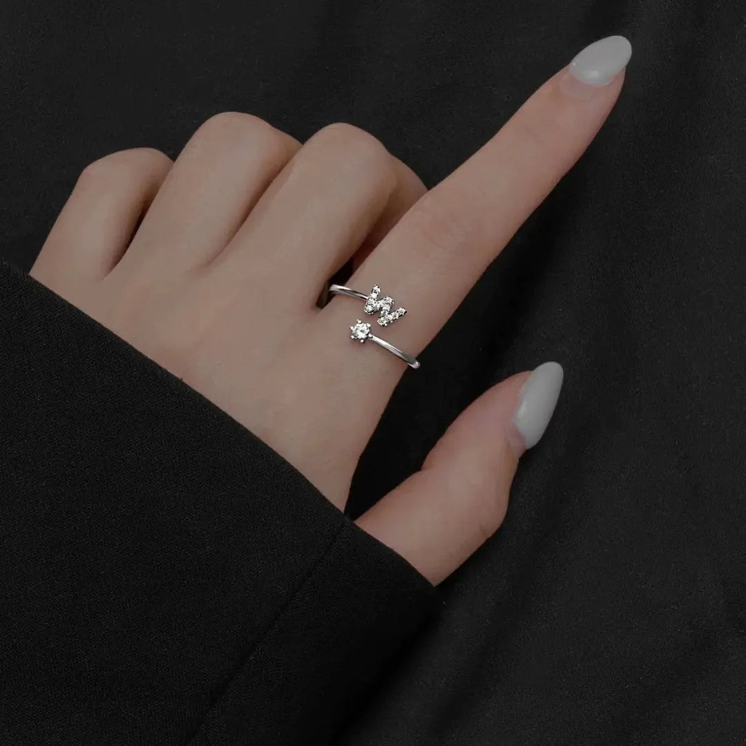 26 Letters Sterling Silver Ring for Women Fashion