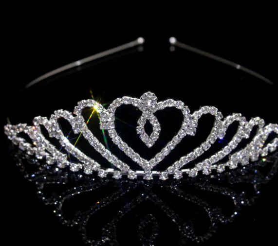 Rhinestone Crown, Heart-Shaped Bride Crown for Weddings