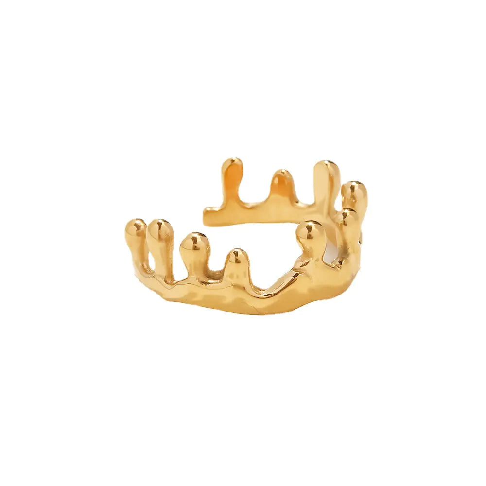 18K Gold Stainless Steel Geometric Crown Ring