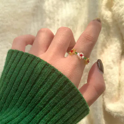 Colored Beaded Ring for Women’s Fashion