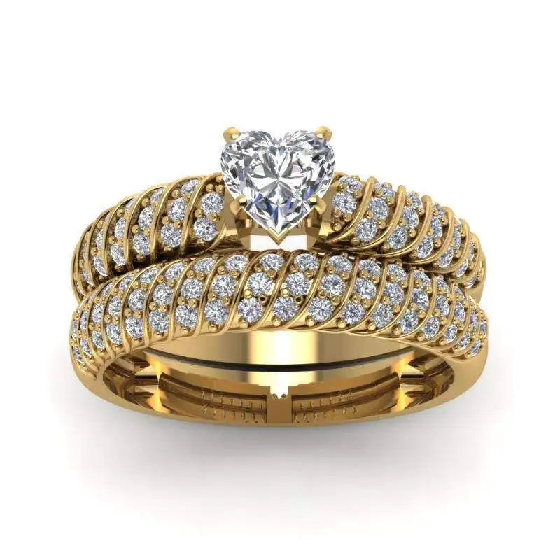 Gold Plated Rhinestone Wedding Ring for Women