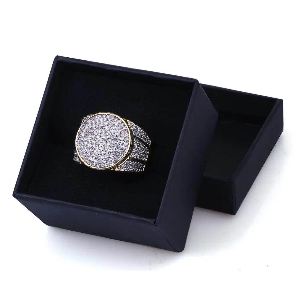 18K Gold Plated Hip Hop Ring with Zircon Stones