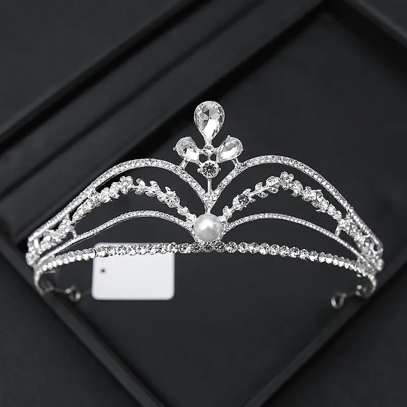 Crown Headpiece with Rhinestones for Weddings and Birthdays