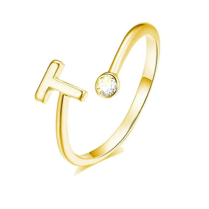 S925 Silver Letter Gold-Plated Ring for Women