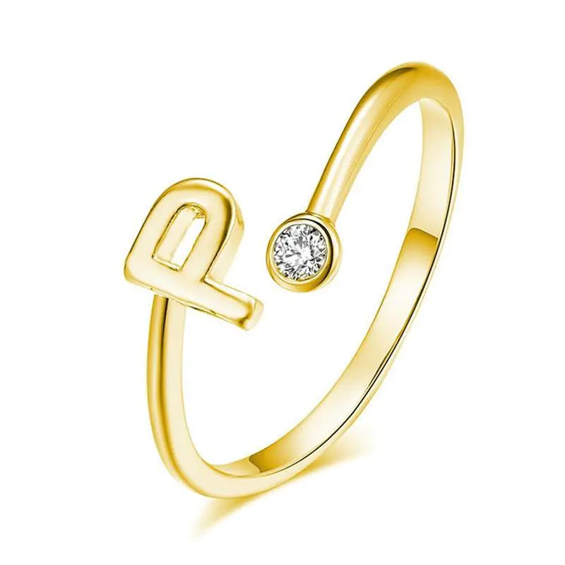 S925 Silver Letter Gold-Plated Ring for Women