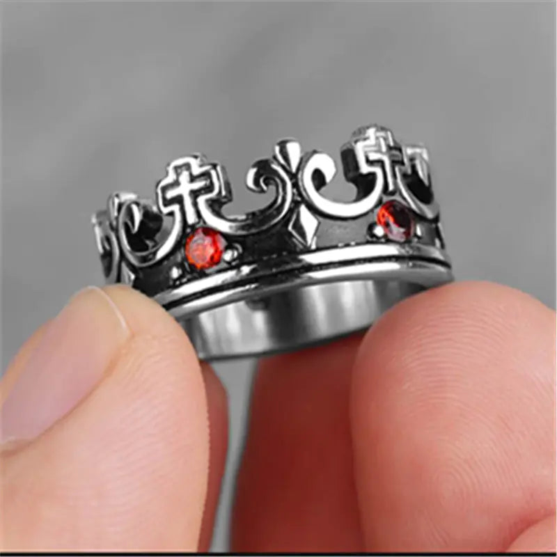 Fashion Titanium Steel Crown Ring - Wholesale HJ-095