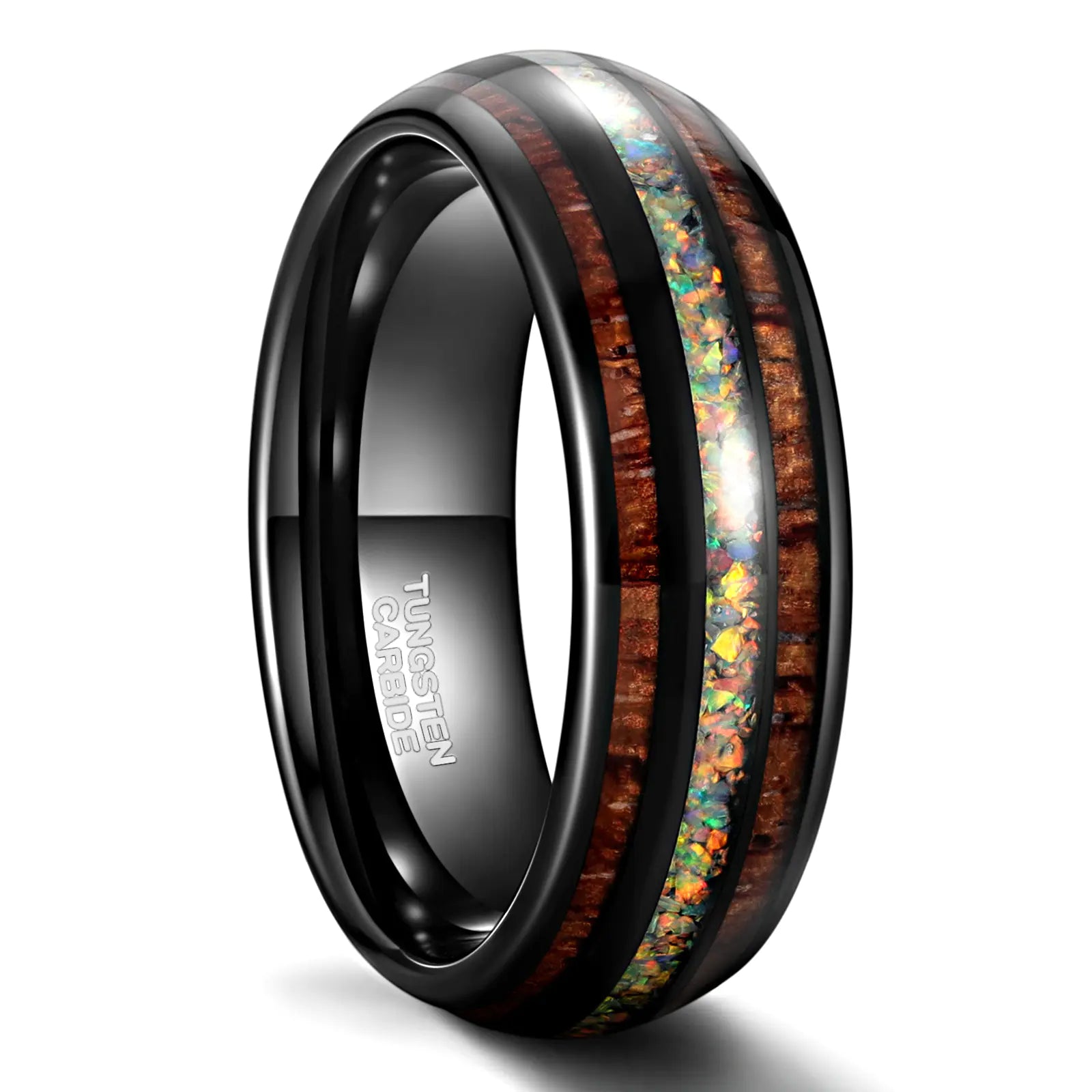 Men's Wide Black Curved Tungsten Steel Ring