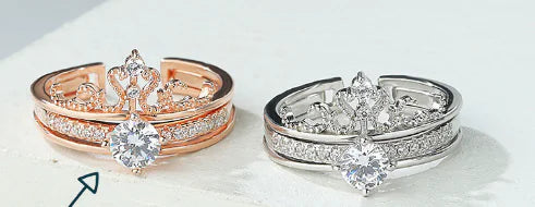 2-in-1 Crown Ring with Zirconia for Couples