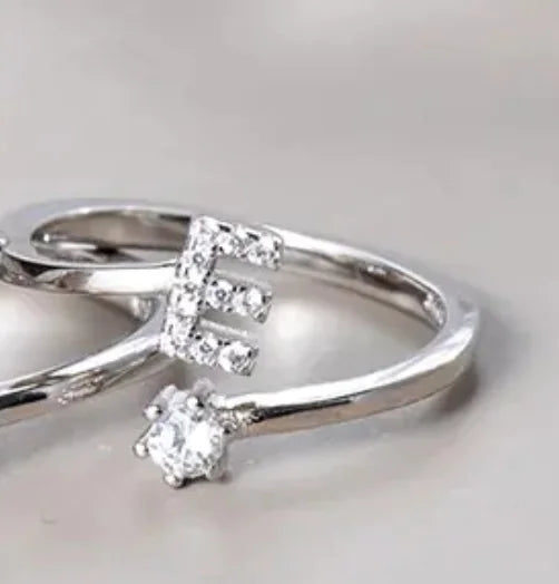 26 Letters Sterling Silver Ring for Women Fashion