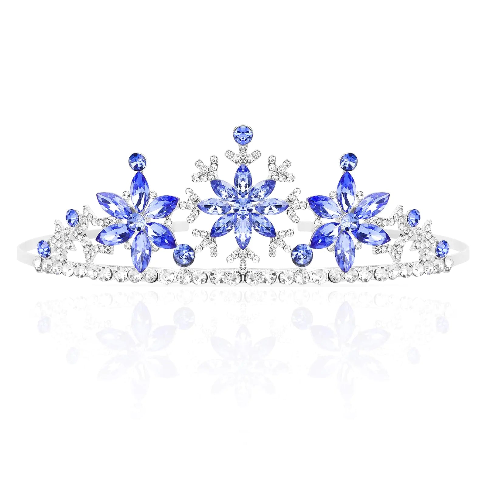Frozen Elsa Tiaras for Girls Snowflakes Princess Crowns for Girls Sapphire Blue Crystal Tiara and Crown for Women Birthday Girl Crown for Birthday Wedding Pageant Prom Halloween Costume Party
