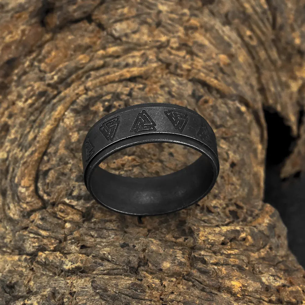 Vintage Viking Triangle Titanium Steel Ring for Men