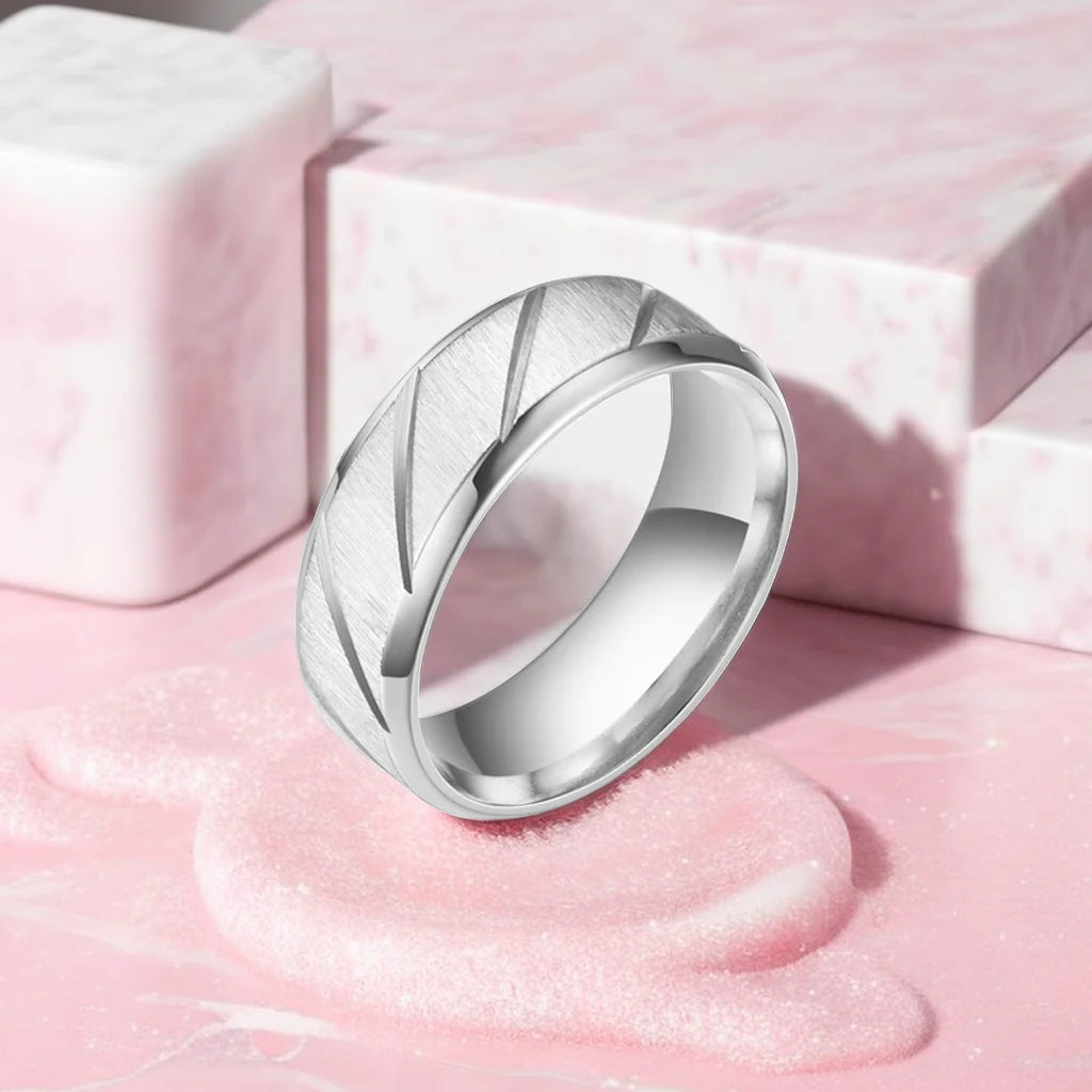 Stainless Steel Double Beveled Ring for Men & Women