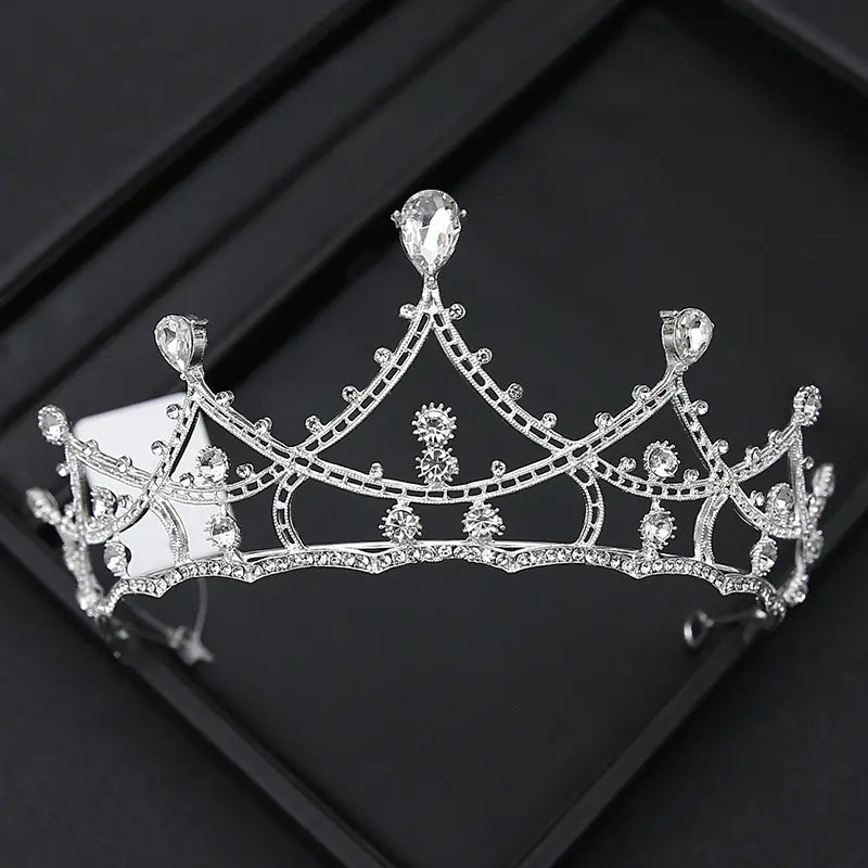 Crown Headpiece with Rhinestones for Weddings and Birthdays
