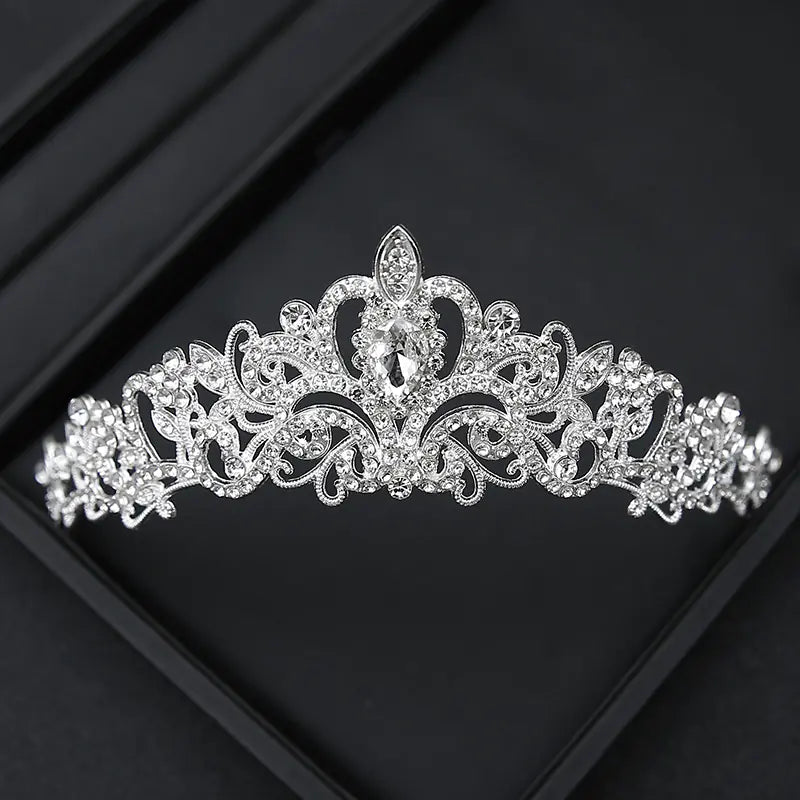 Crown Headpiece with Rhinestones for Weddings and Birthdays
