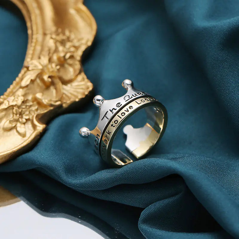 S925 Silver Gold Crown Ring - Simple INS Style