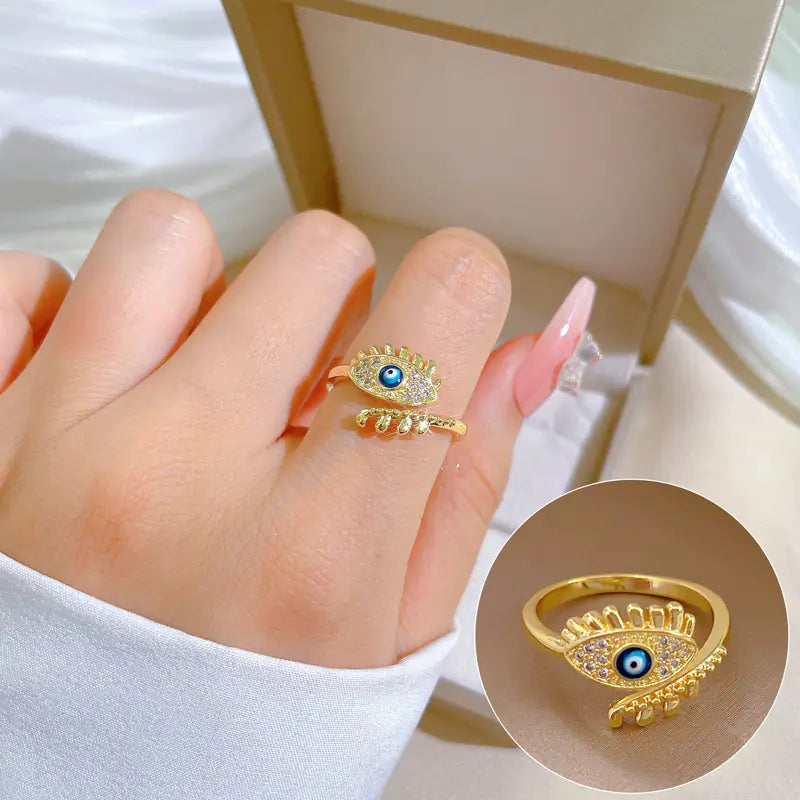 Geometric Design Gold-Plated Diamond Ring for Women