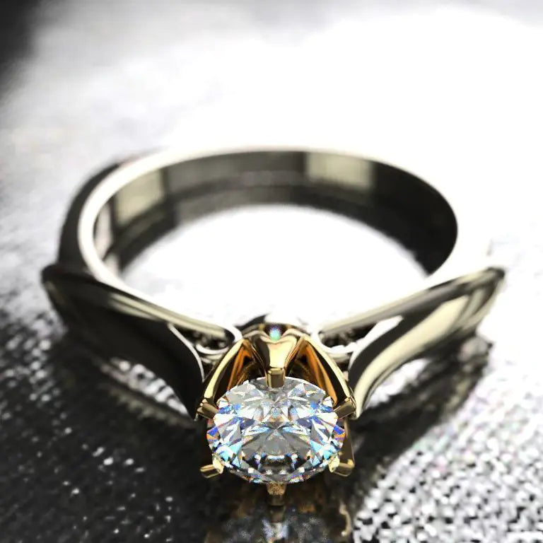 1 Carat Classic Six-Prong Two-Tone Moissanite Ring