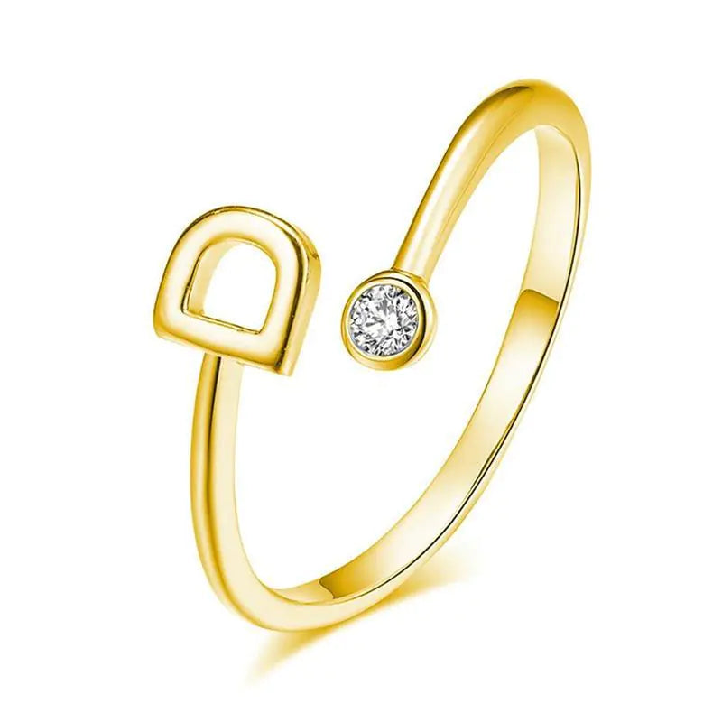 S925 Silver Letter Gold-Plated Ring for Women