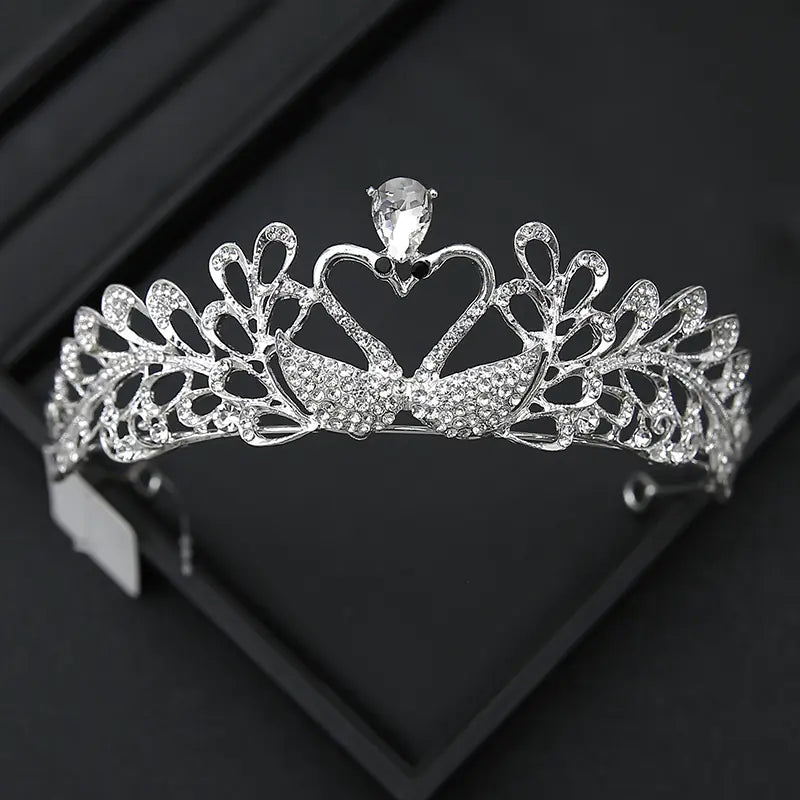 Crown Headpiece with Rhinestones for Weddings and Birthdays