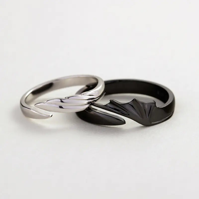 Angel and Demon Couple Adjustable Rings