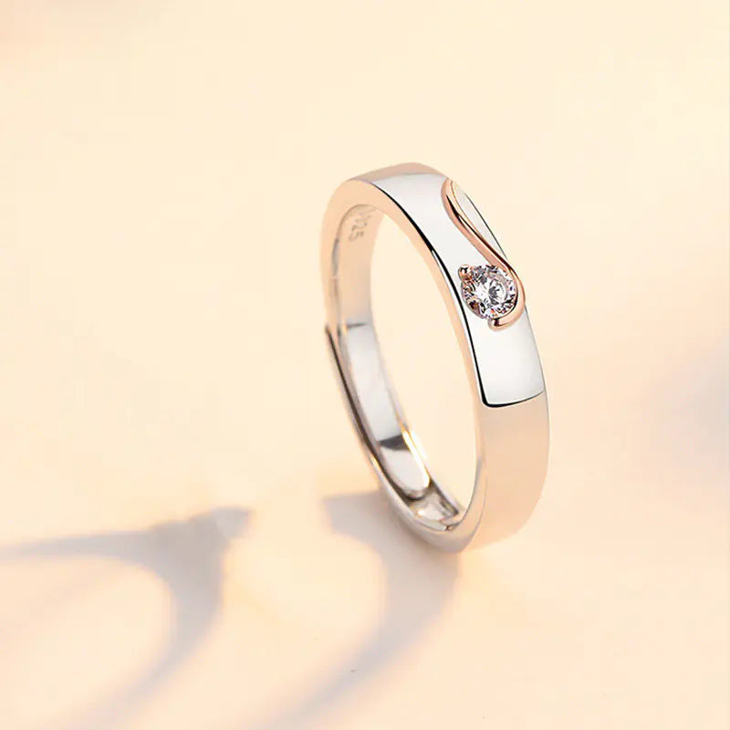 Couple Rings Open Design S925 Silver Angel Wings