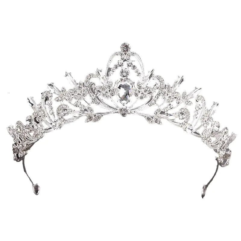 Crown Headpiece with Rhinestones for Weddings and Birthdays