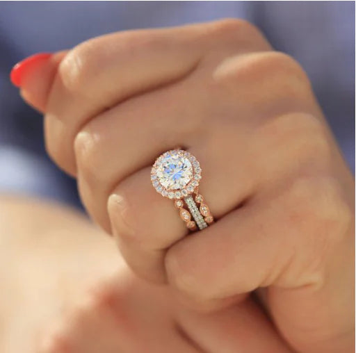 Couple's Diamond Ring Set - Three Piece Jewelry