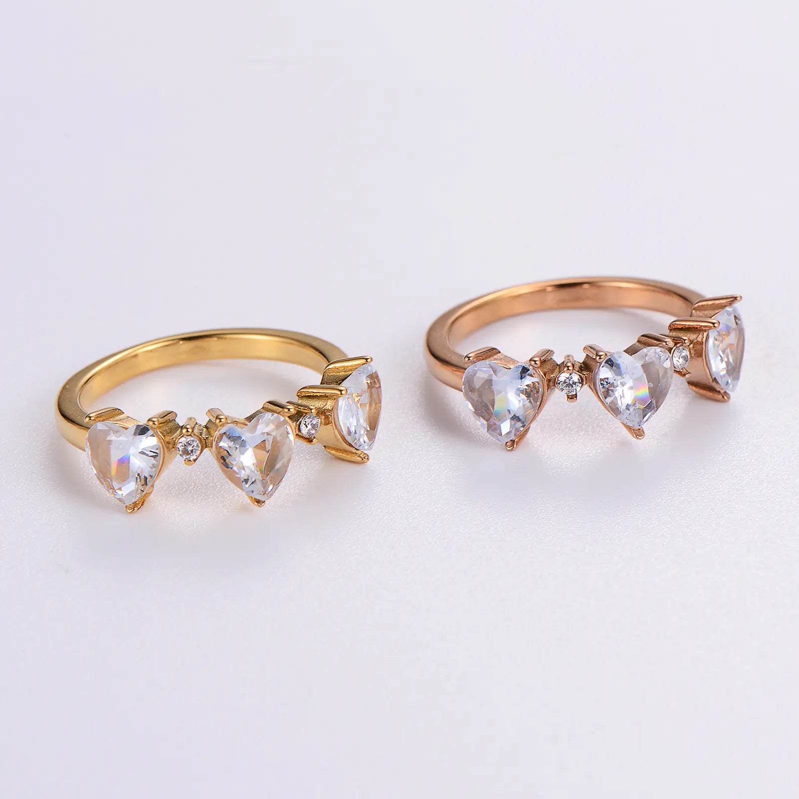 Stainless Steel Heart Ring with Zircon for Women