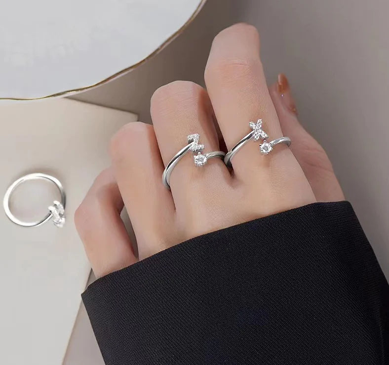 26 Letters Sterling Silver Ring for Women Fashion