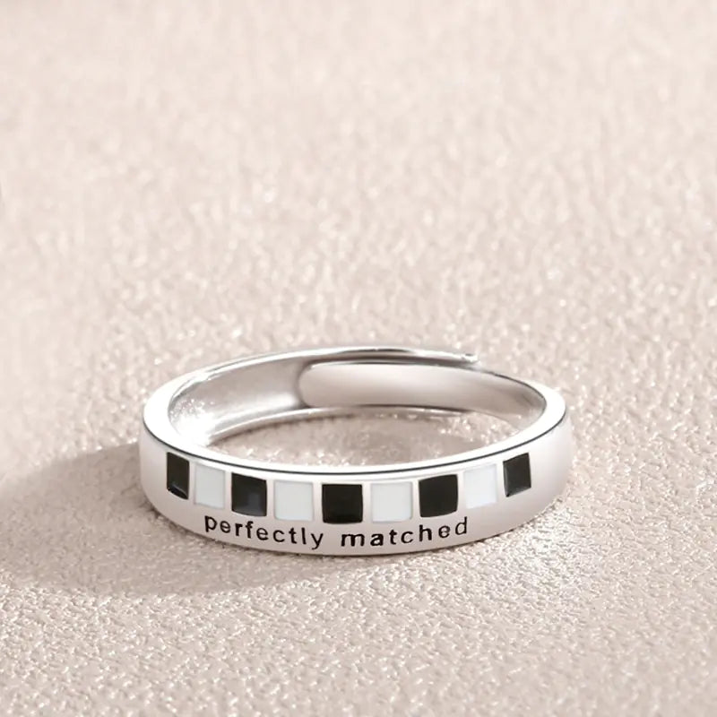 Black and White Matching Couple Rings - Unique Design
