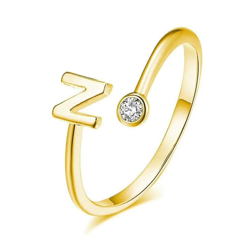 S925 Silver Letter Gold-Plated Ring for Women