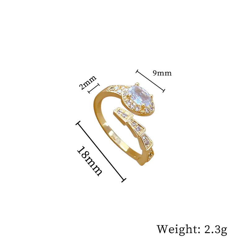 Geometric Design Gold-Plated Diamond Ring for Women