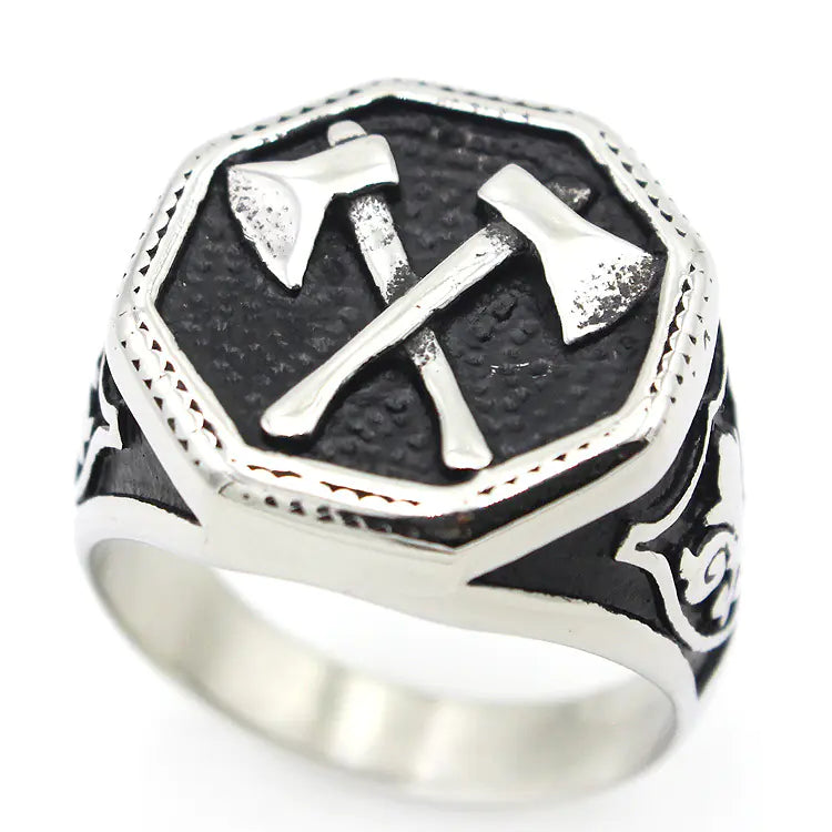RW191 Retro Men's Titanium Steel Ring with Axe Design