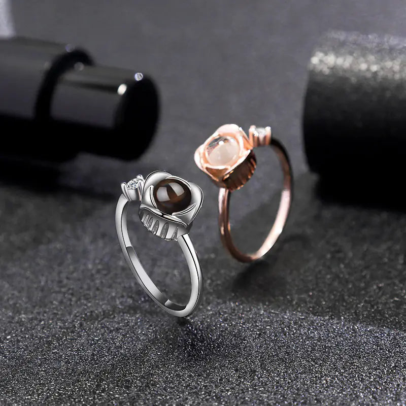 Rose Projection Couple Ring