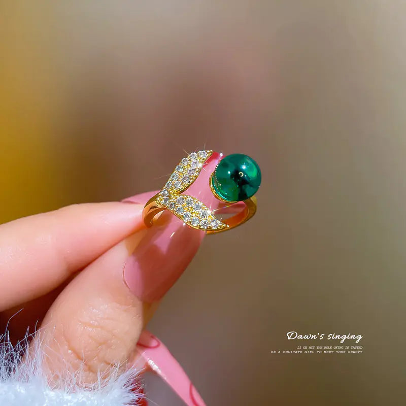 Geometric Design Gold-Plated Diamond Ring for Women