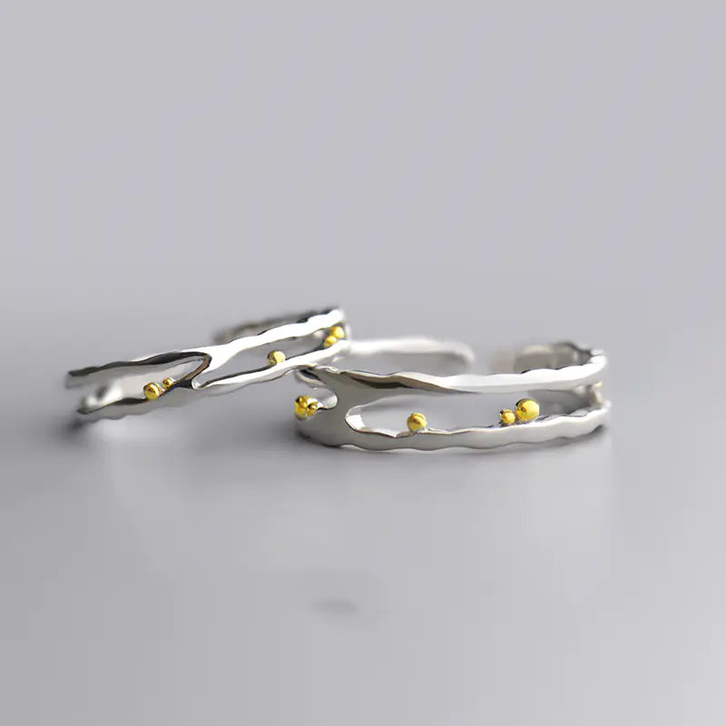 Original Design Silver Couple Rings - Minimalist Style