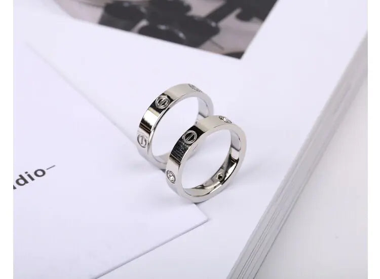 Rose Gold Titanium Steel Couple Rings for Students